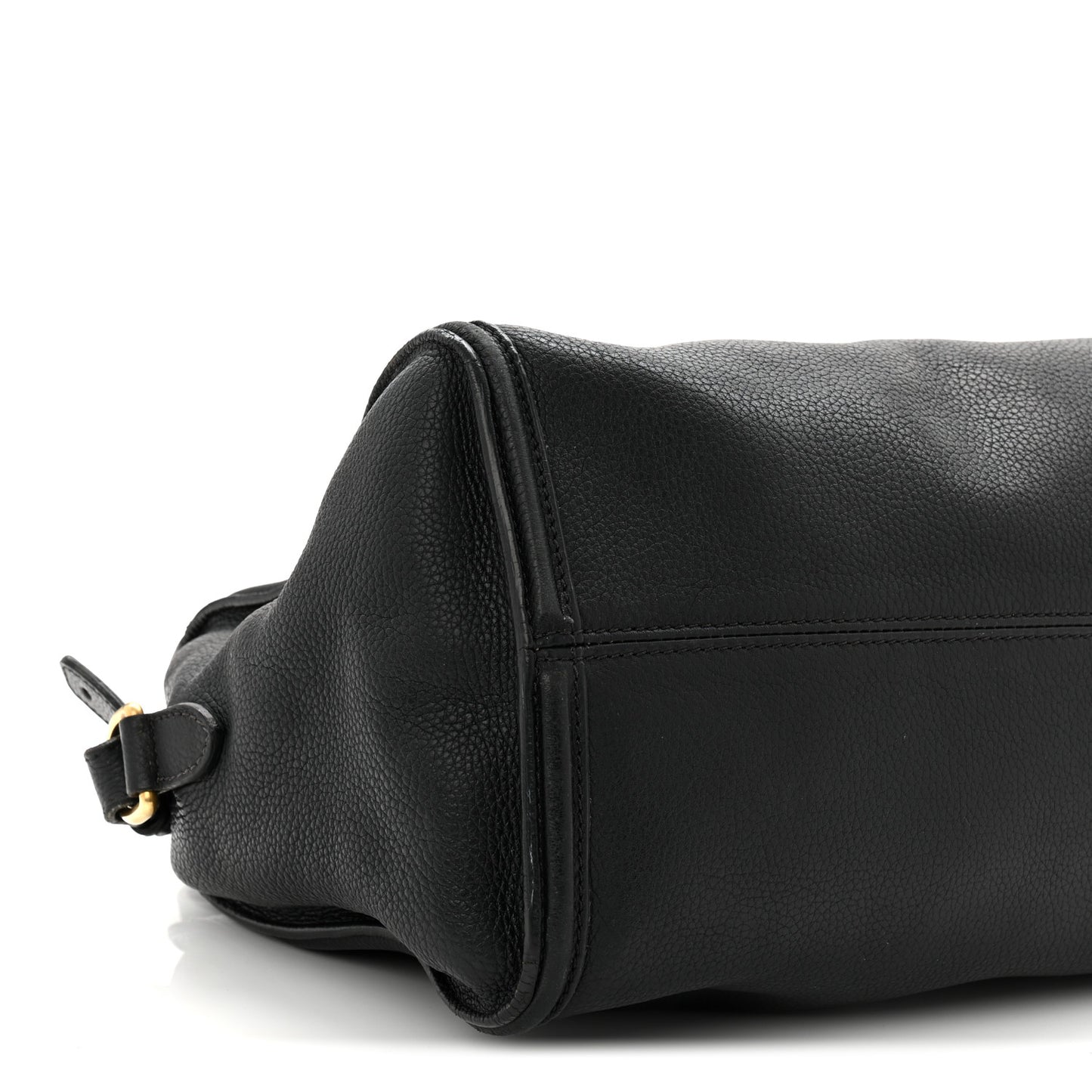 Pebbled Calfskin Small Skull Padlock Zip Around Tote Black