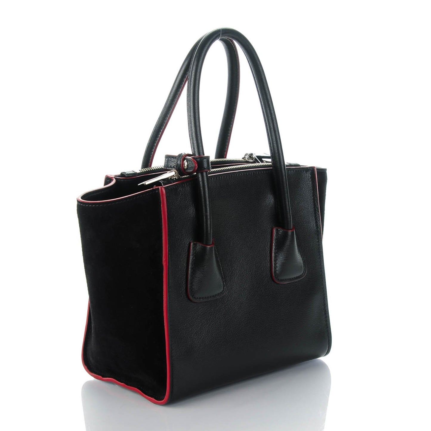 Glace Calf Suede Mini Twin Pocket Tote Nero Black