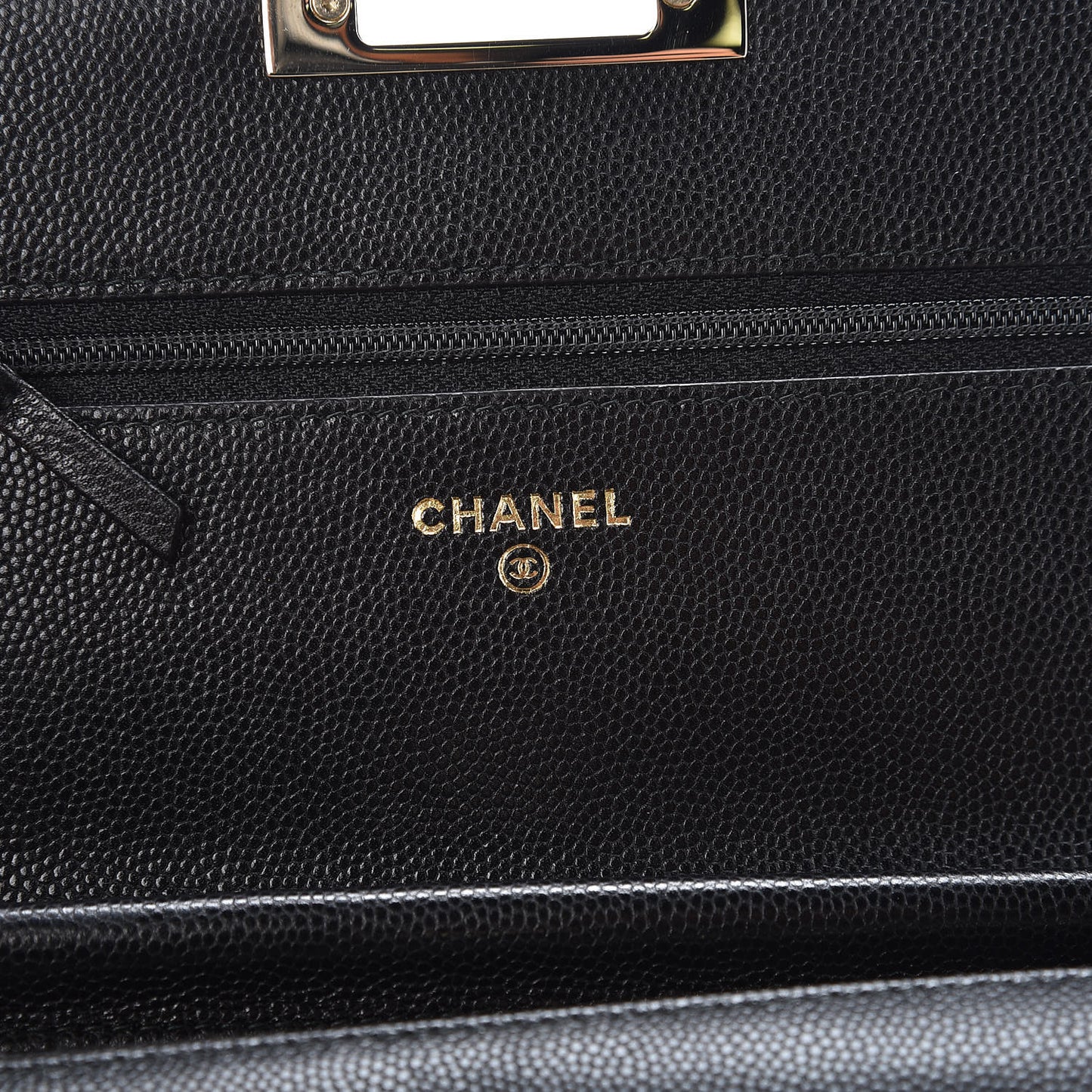 Caviar Quilted Golden Class Wallet On Chain WOC Black