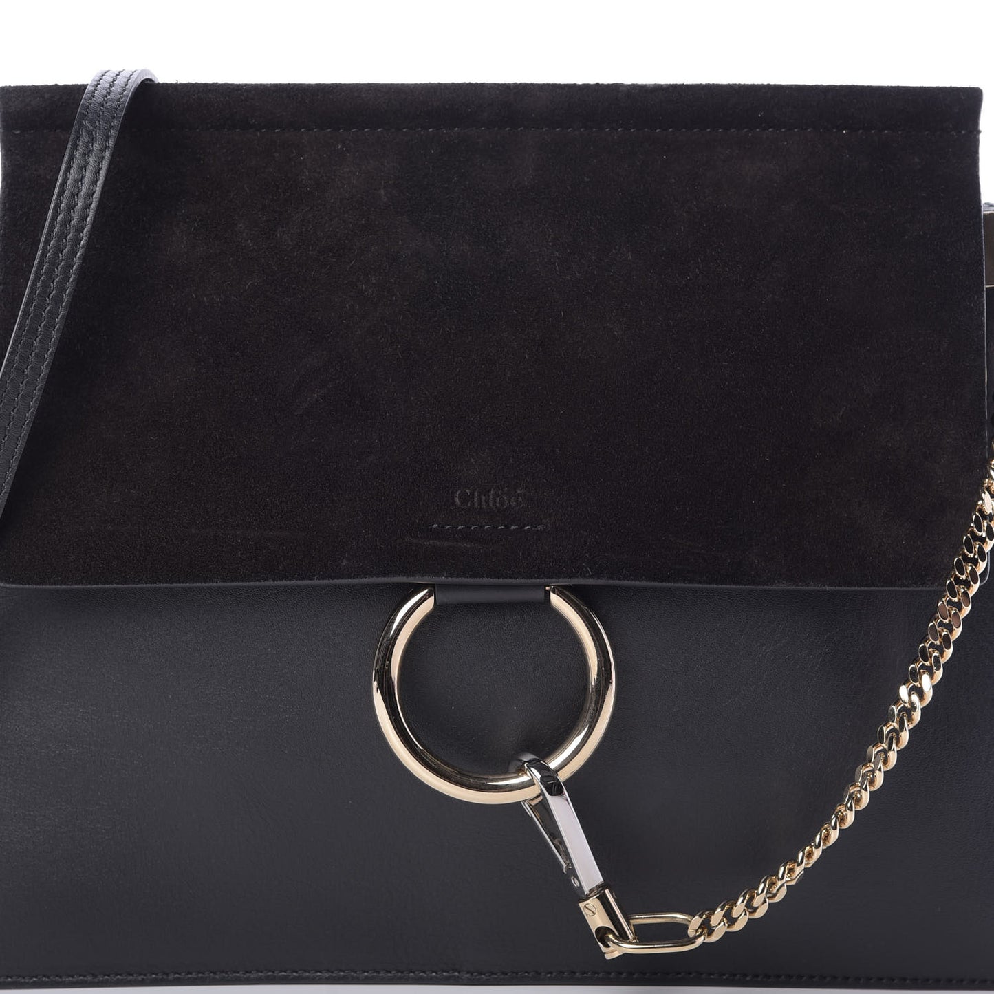 Suede Calfskin Medium Faye Shoulder Bag Black