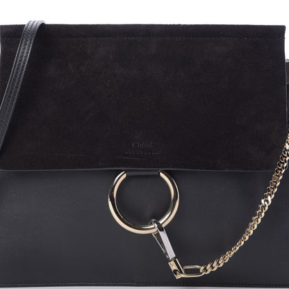 Chloe Suede Calfskin Medium Faye Shoulder Bag Black 8 of 10