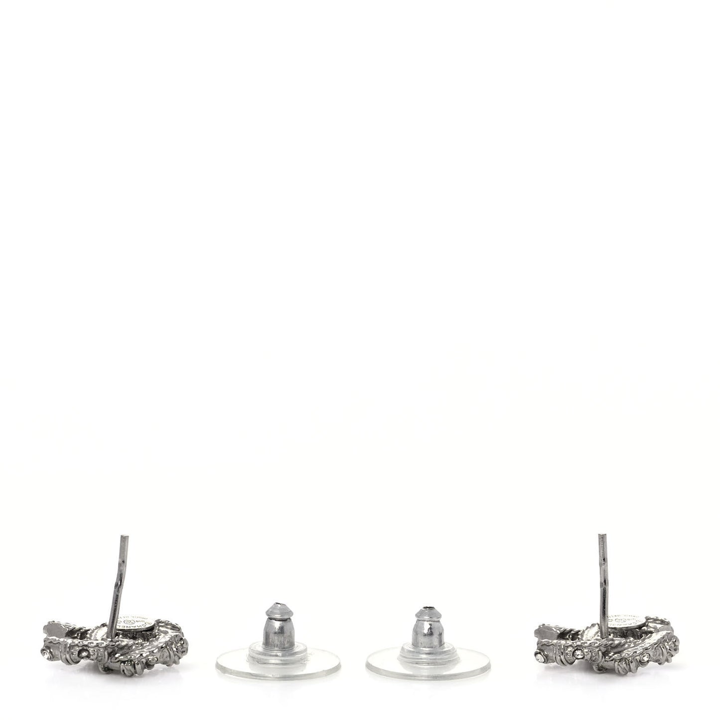Crystal CC Twisted Earrings Silver