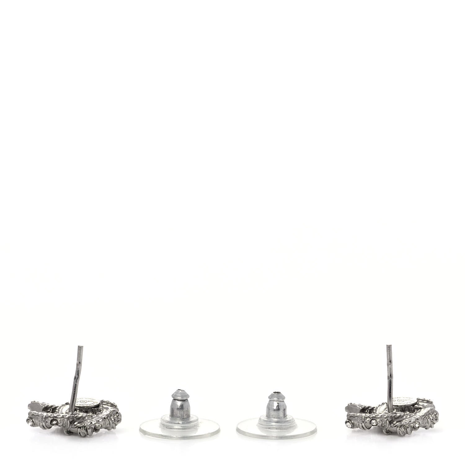 Chanel Crystal CC Twisted Earrings Silver 4 of 4