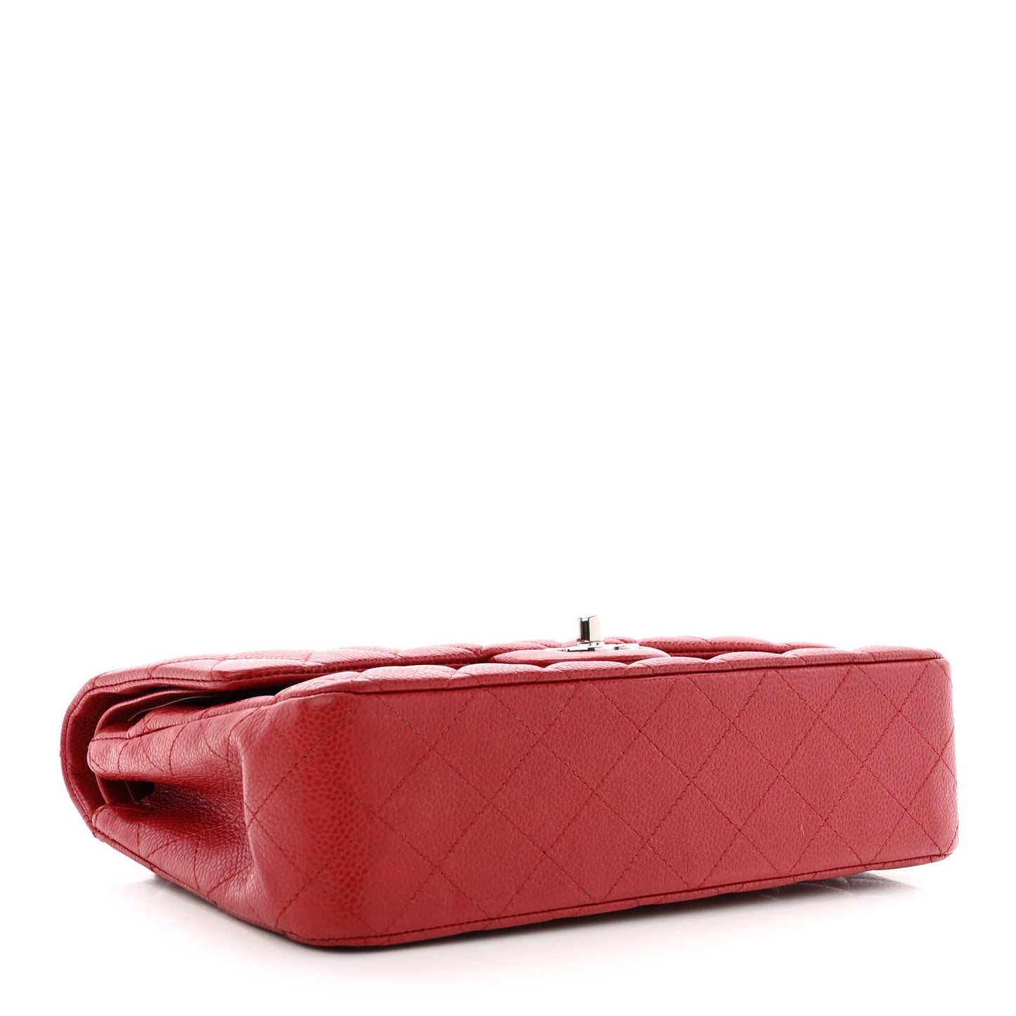 Caviar Quilted Medium Double Flap Red