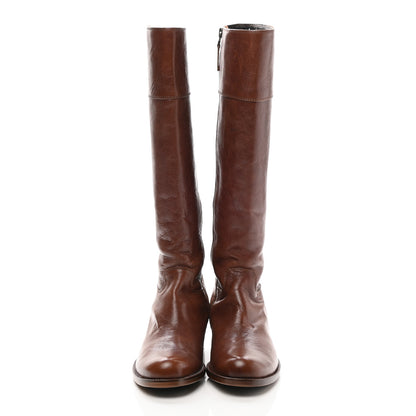 Fendi Calfskin FF Boots 37.5 Brown 2 of 8