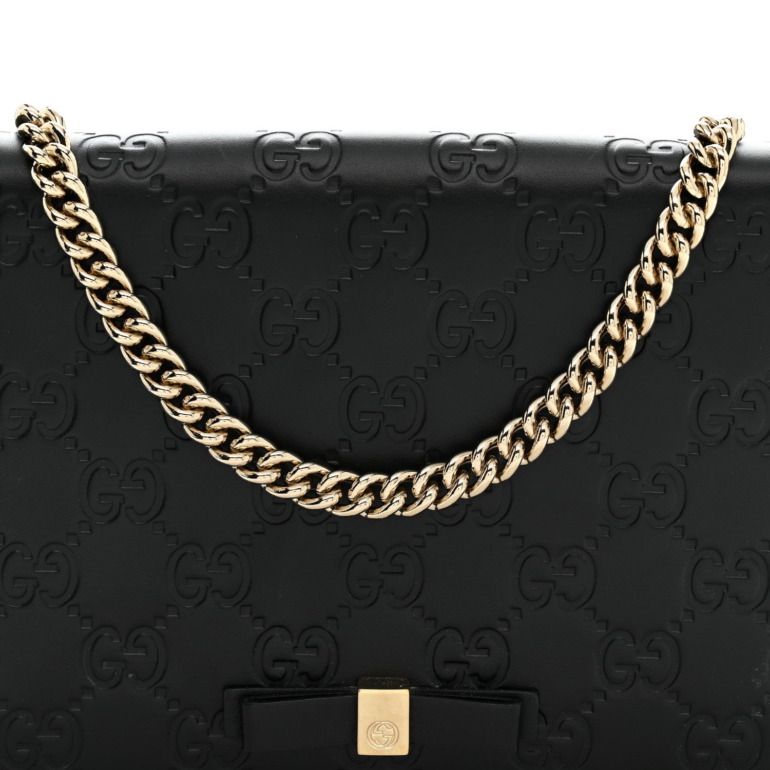 Gucci Guccissima Signature Bowy Chain Wallet Black 7 of 10