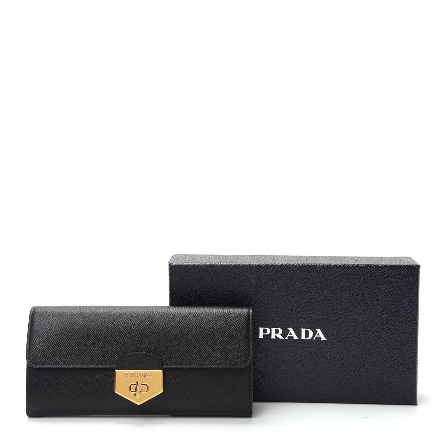 Saffiano Long Flap Wallet Black