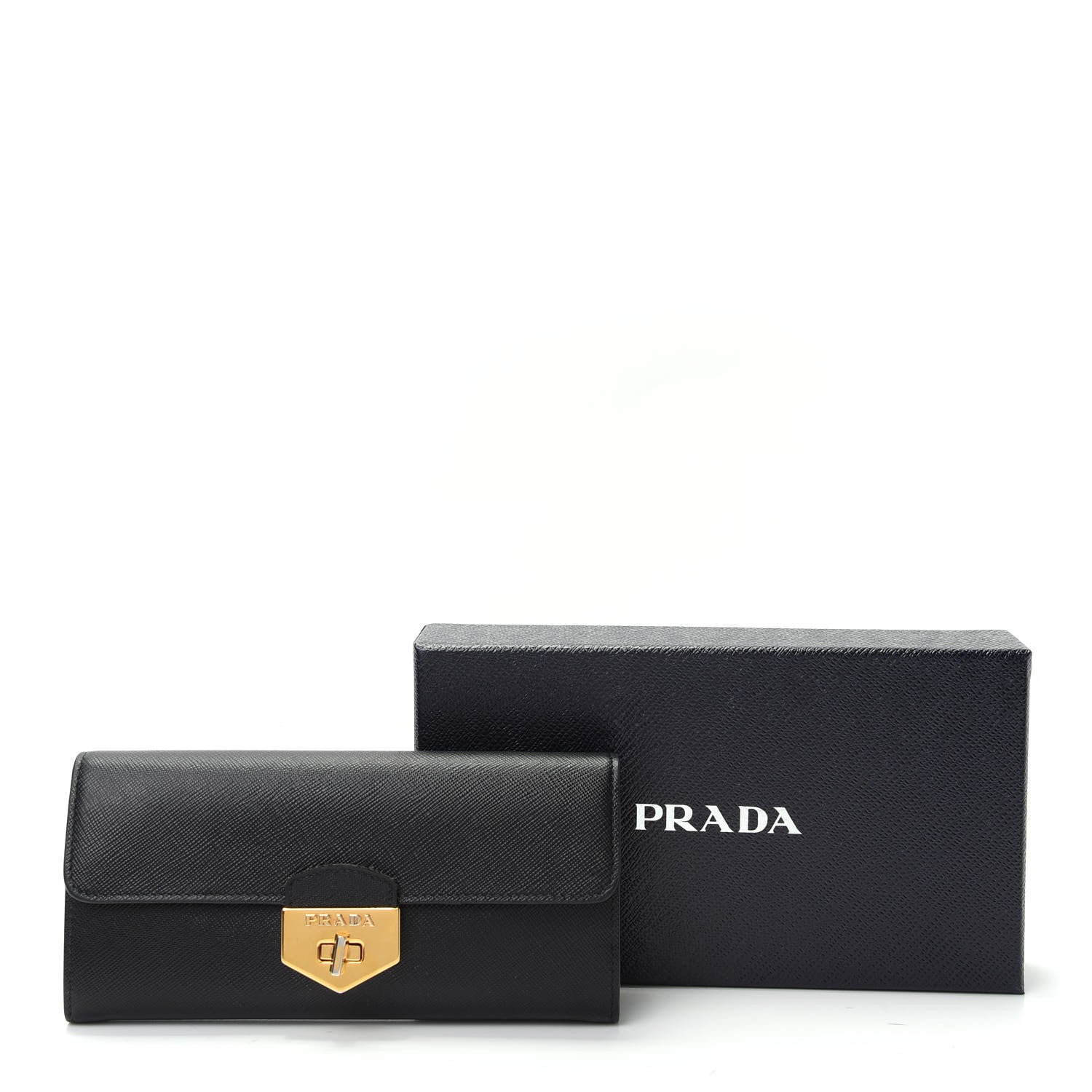 Prada Saffiano Long Flap Wallet Black 9 of 9