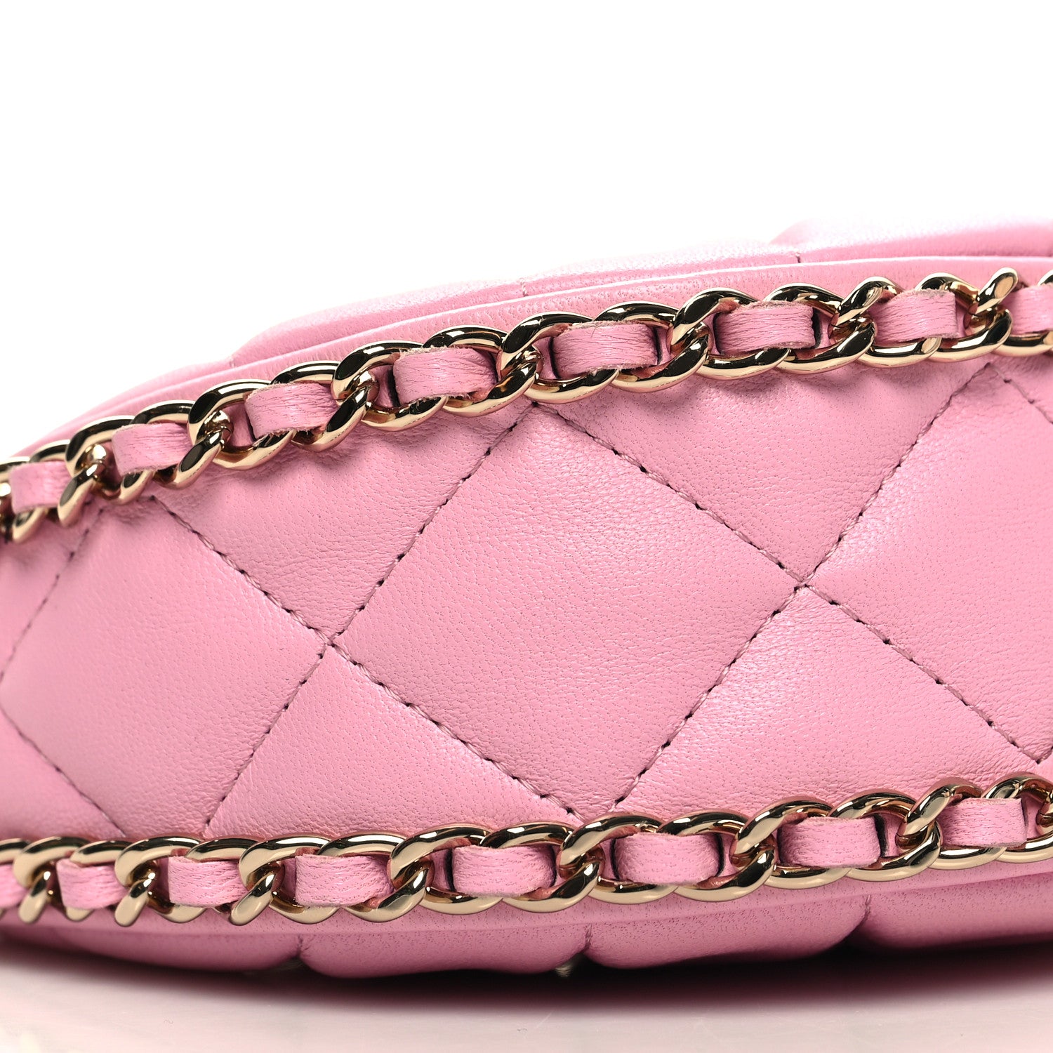 Chanel Lambskin Quilted Mini Chain Around Hobo Pink 9 of 10
