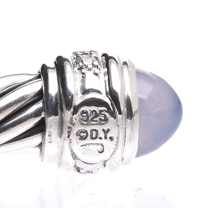David Yurman Sterling Silver Diamond Chalcedony 7mm Cable Classics Bracelet 4 of 5