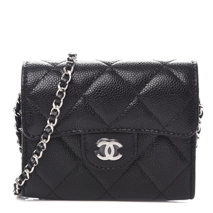 Chanel Caviar Quilted Flap Card Holder On Chain Black 1 of 11