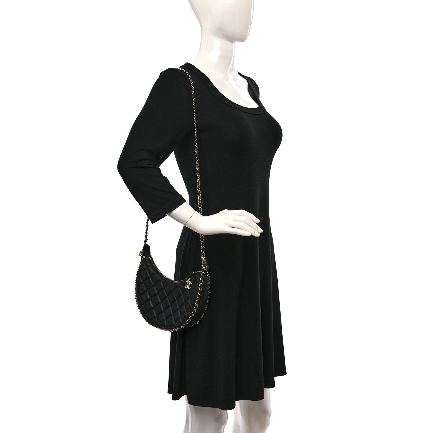 Chanel Lambskin Quilted Small Hobo Bag Black 2 of 10