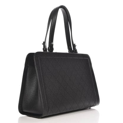 Chanel Grained Calfskin Stitched Large Label Click Shopper Tote Black 3 of 7