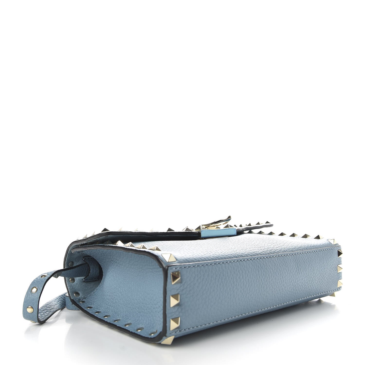 Valentino Garavani Pebbled Calfskin Medium Rockstud Flip Lock Crossbody Bag Blue 4 of 8