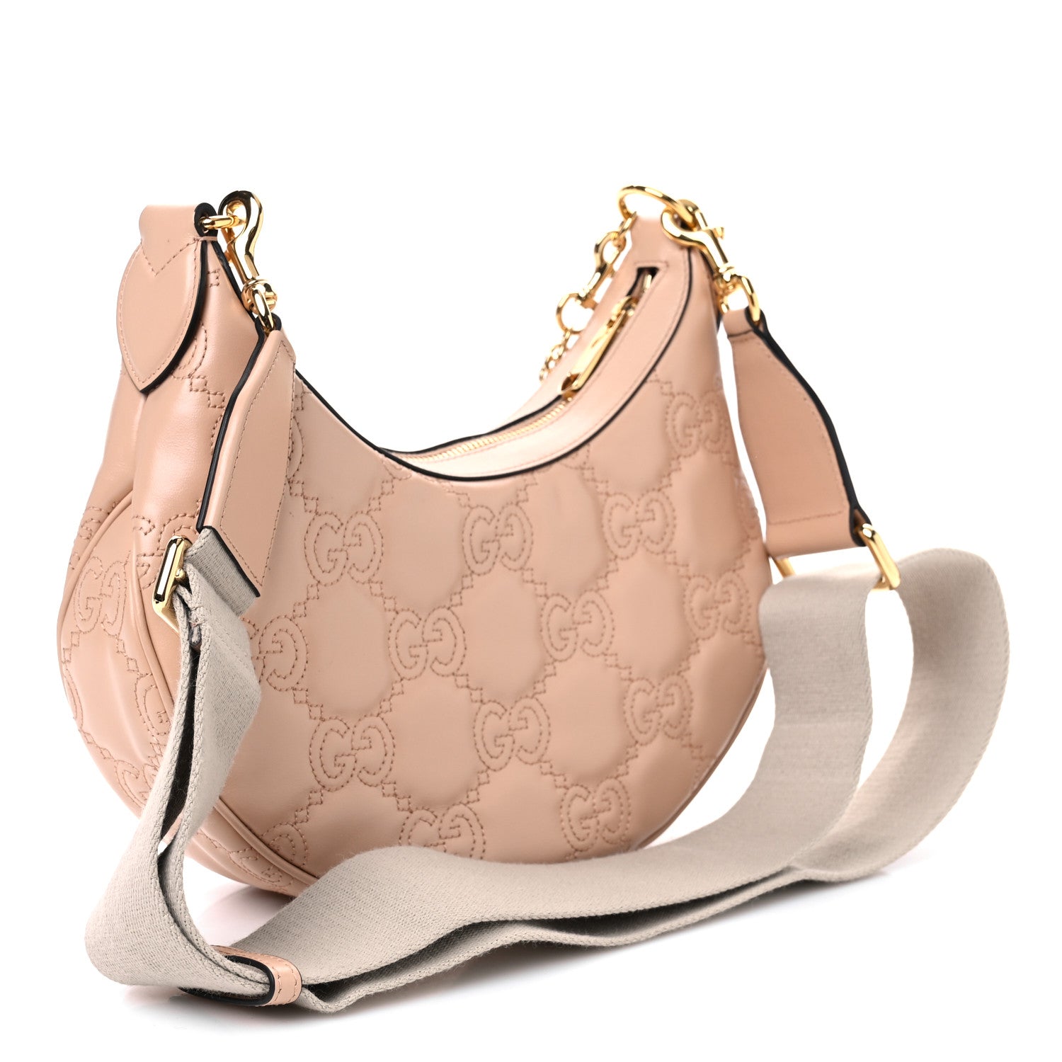 Gucci Calfskin GG Matelasse Small Hobo Shoulder Bag Perfect Pink Natural 3 of 10