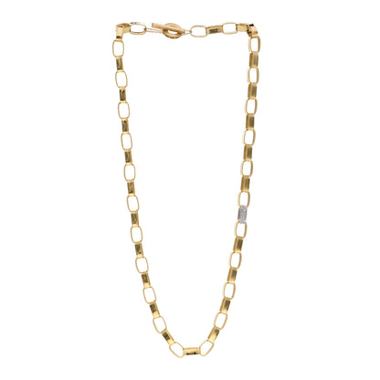 Roberto Coin 18K Yellow White Gold Diamond Link Pave Necklace 3 of 4