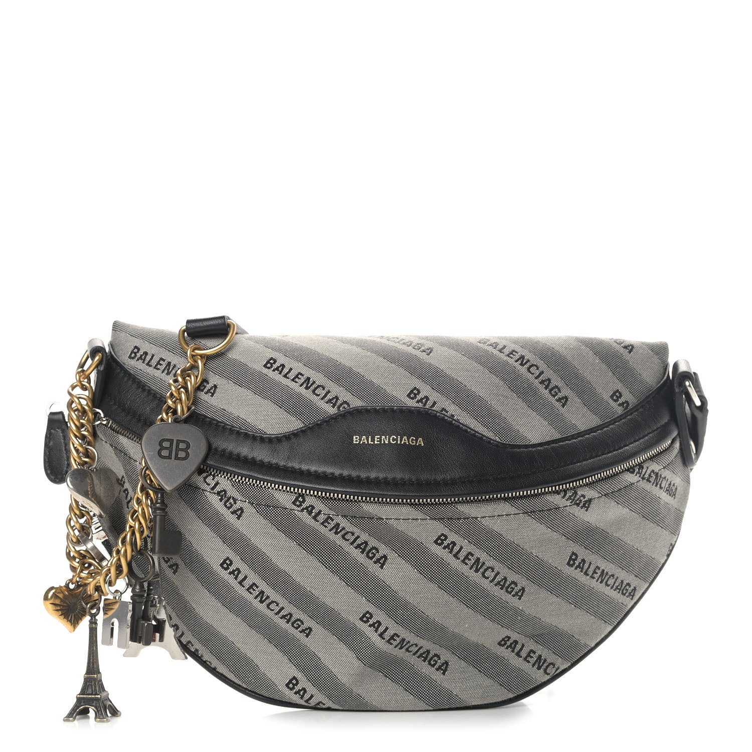 Balenciaga Canvas Jacquard Diagonal Allover Logo XS Souvenir Belt Bag Gris 1 of 4