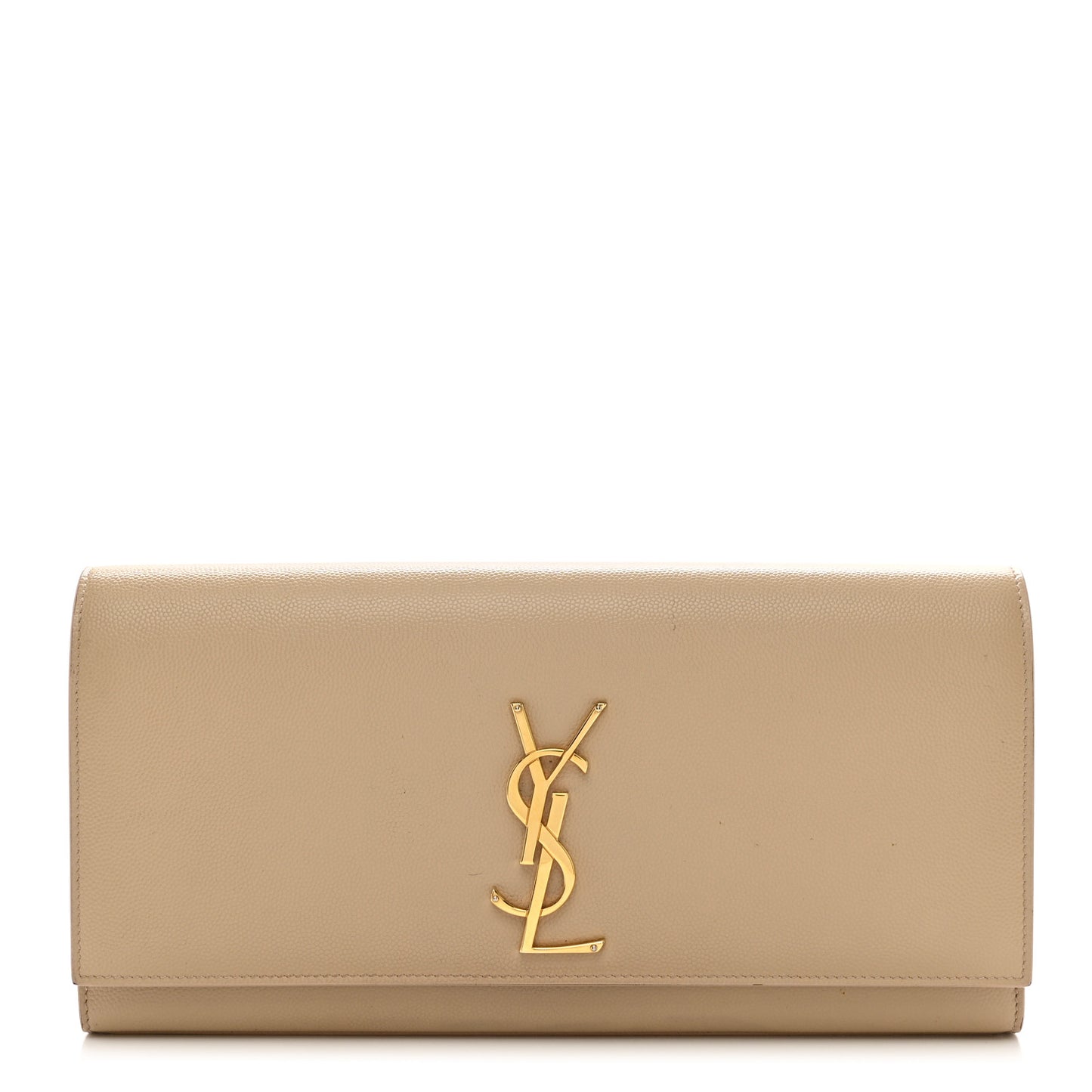 SAINT LAURENT Grain De Poudre Classic Monogram Cassandre Clutch Nude Powder