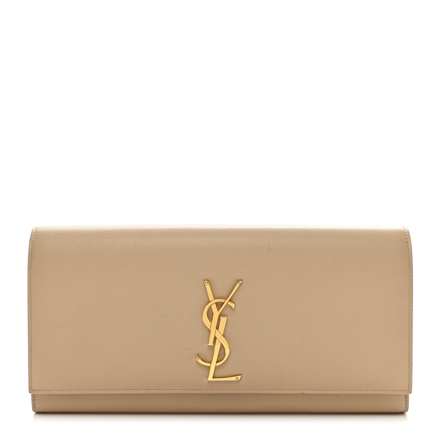 Saint Laurent SAINT LAURENT Grain De Poudre Classic Monogram Cassandre Clutch Nude Powder 1 of 10