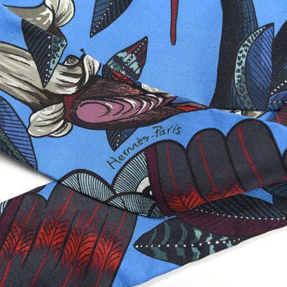 Hermes Silk Tree Of Song Twilly Cobalt Rouge 5 of 6