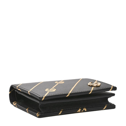 Gucci Calfskin Diagonal GG Card Case Black Gold 4 of 9