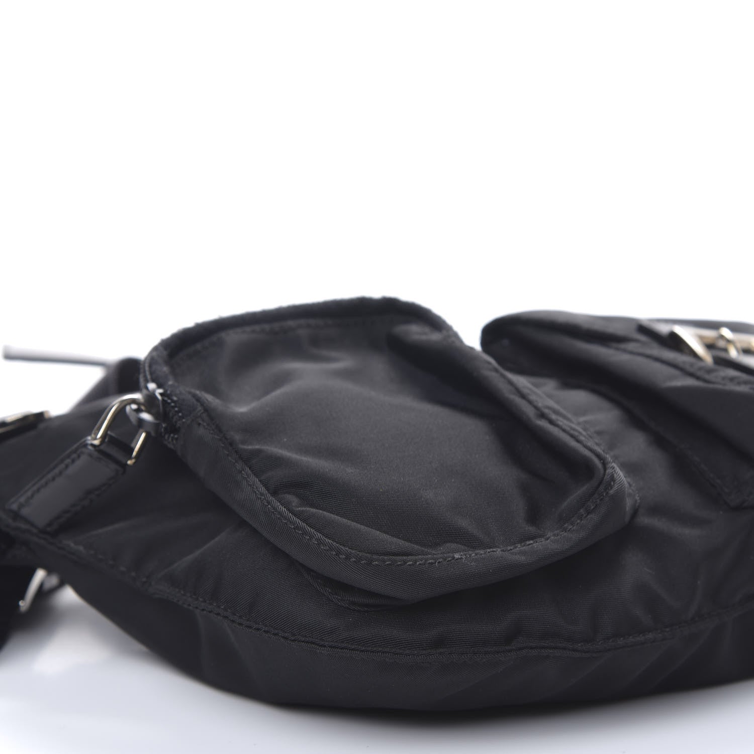 Prada Tessuto Nylon Soft Calfskin Sling Belt Bag Black 6 of 9