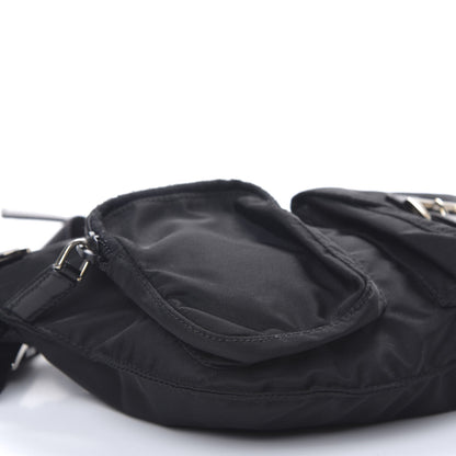 Prada Tessuto Nylon Soft Calfskin Sling Belt Bag Black 6 of 9