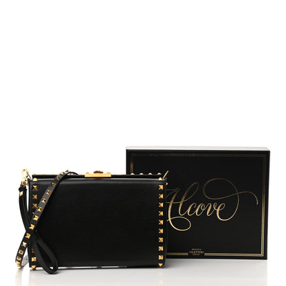 Valentino Garavani Grainy Calfskin Rockstud Alcove Clutch Black 10 of 10