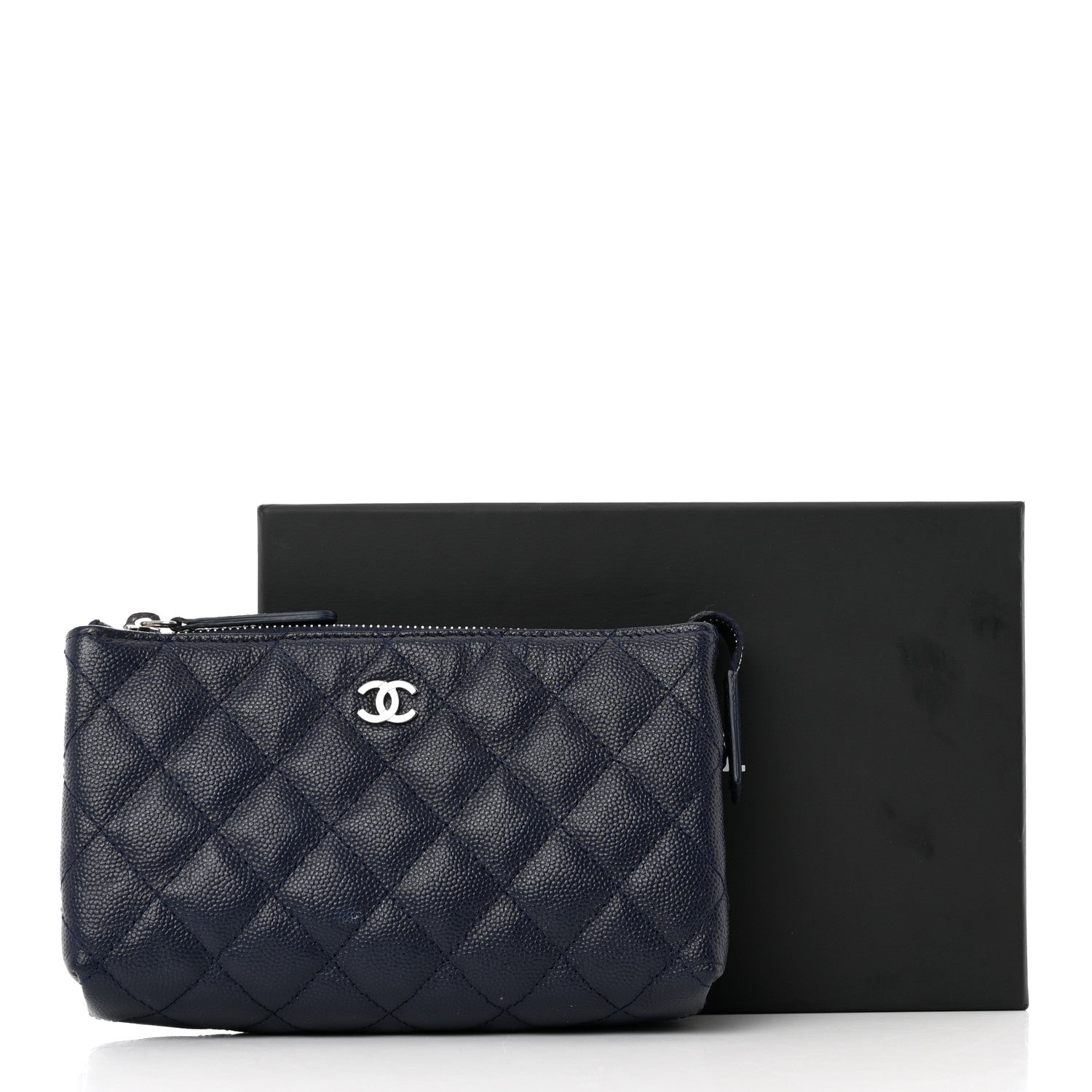 Chanel Caviar Quilted Cosmetic Case Navy 9 of 9