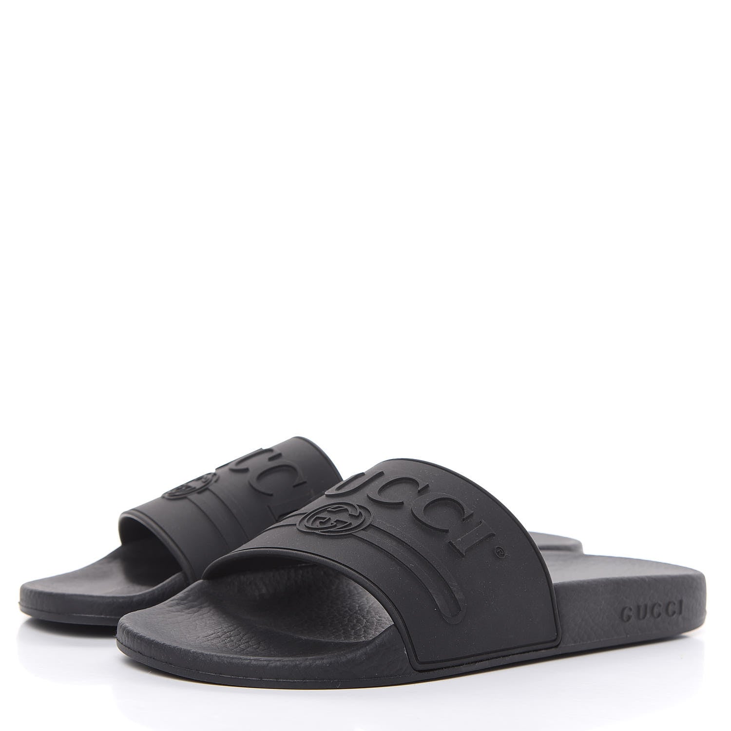 Gucci Rubber Womens Logo Slide Sandals 39 Black 3 of 7