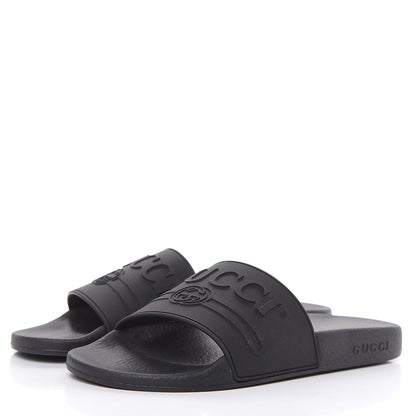 Gucci Rubber Womens Logo Slide Sandals 39 Black 3 of 7