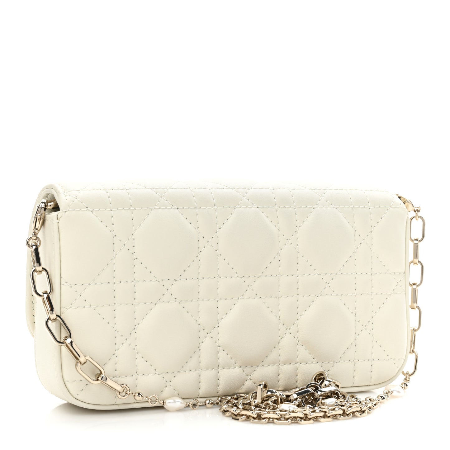 Lambskin Cannage Dior Talk Phone Pouch Latte