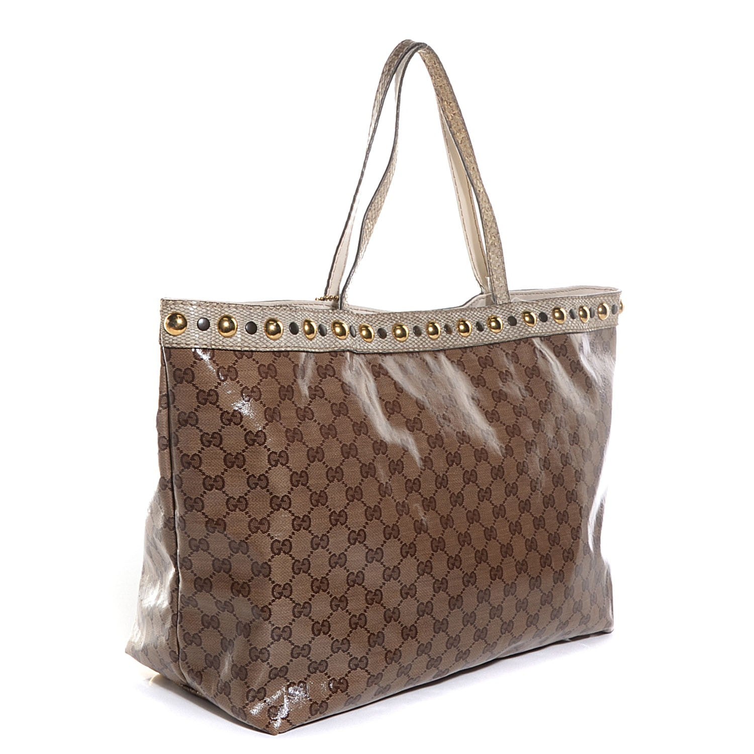 Gucci Crystal Monogram Snakeskin Large Babouska Shopping Tote 3 of 8