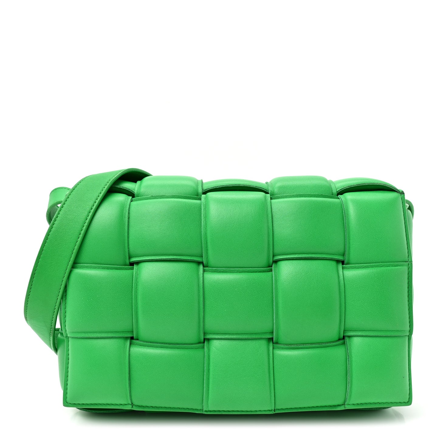 Nappa Maxi Intreccio Padded Cassette Crossbody Bag Parakeet