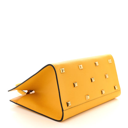 Salvatore Ferragamo Hammered Calfskin Medium The Studio Box Bag Yellow 5 of 10