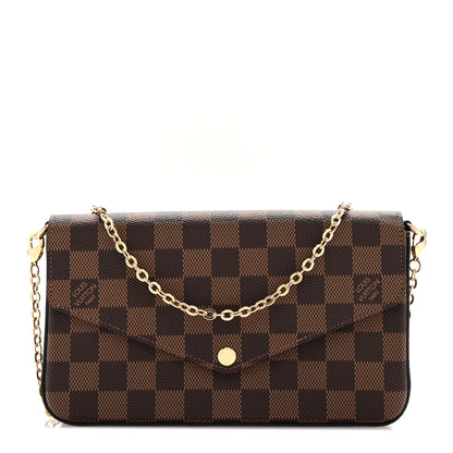 Louis Vuitton Damier Ebene Pochette Felicie Chain Wallet 1 of 11