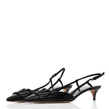 Valentino Garavani Calfskin Tonal Vlogo Slingback 40mm Pumps 37.5 Black 3 of 11
