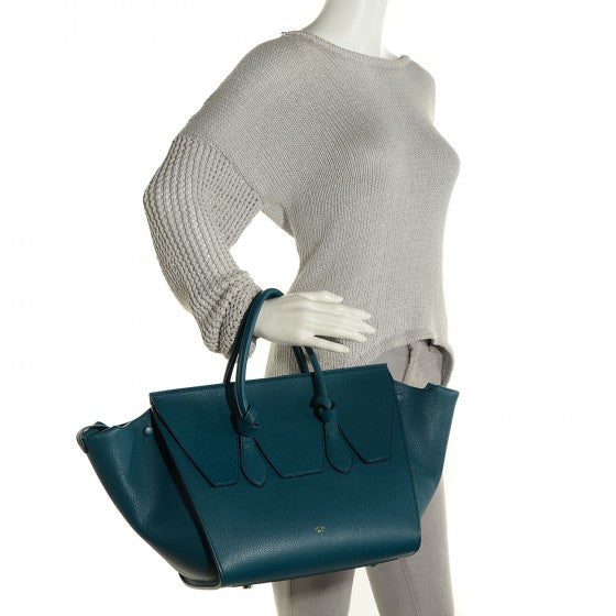 Celine Grained Calfskin Small Tie Knot Tote Denim 2 of 14