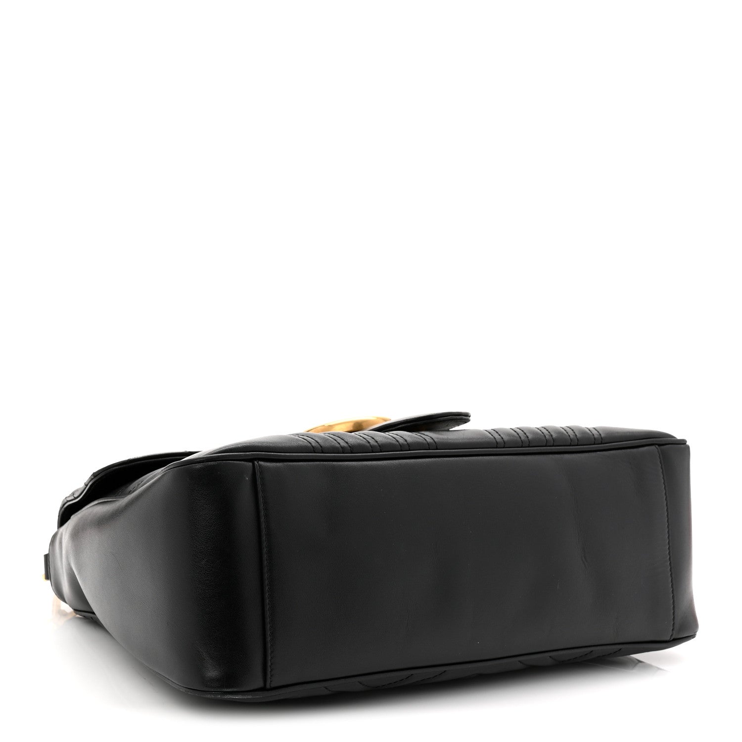 Gucci Calfskin Matelasse Medium GG Marmont Top Handle Shoulder Bag Black 4 of 10