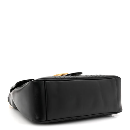 Gucci Calfskin Matelasse Medium GG Marmont Top Handle Shoulder Bag Black 4 of 10