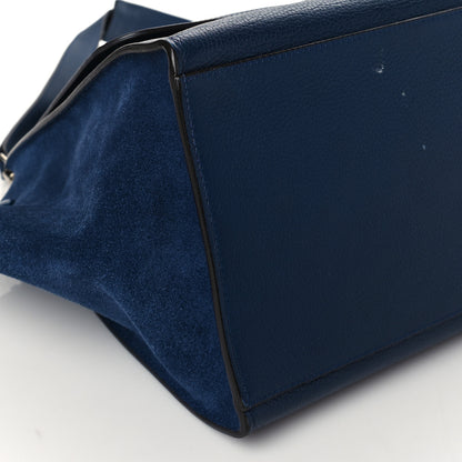 Celine Drummed Calfskin Suede Medium Trapeze Navy Blue 9 of 11