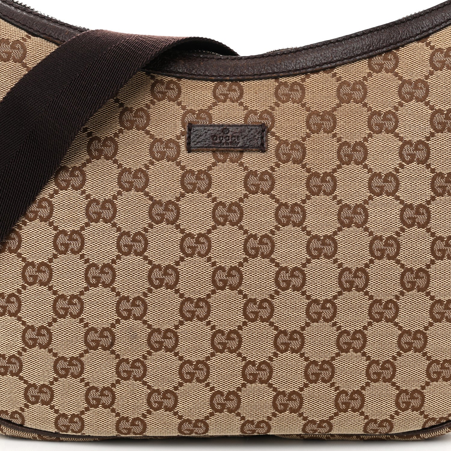 Gucci Monogram Medium Half Moon Hobo Dark Brown 8 of 11