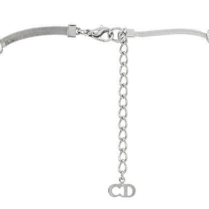Christian Dior Metal Crystal Drop Necklace Silver 4 of 4