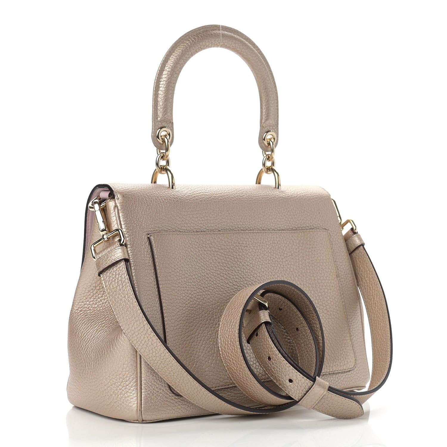 Christian Dior Metallic Bullcalf Small Be Dior Flap Pale Gold 2 of 13