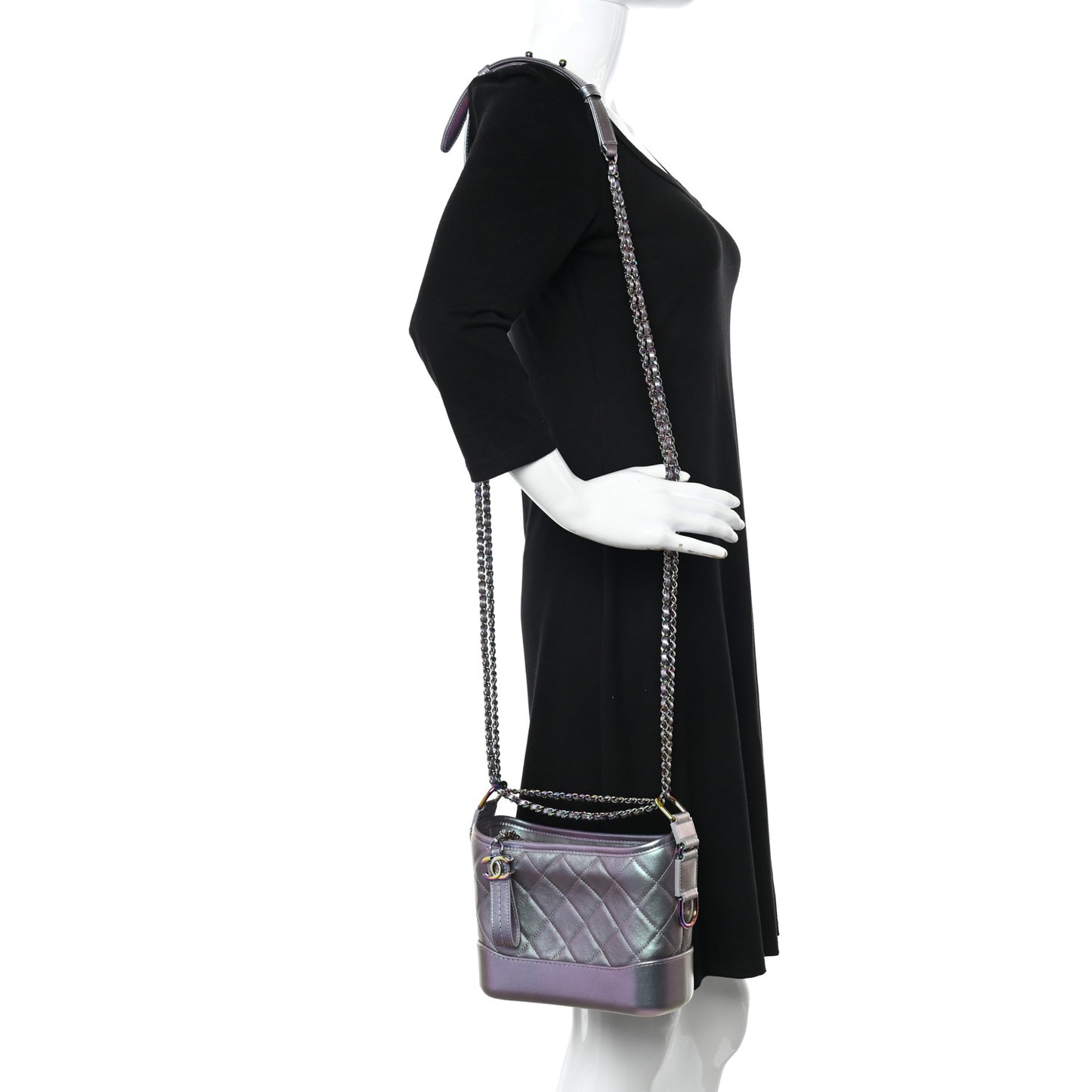Iridescent Lambskin Calfskin Quilted Small Gabrielle Hobo Light Purple