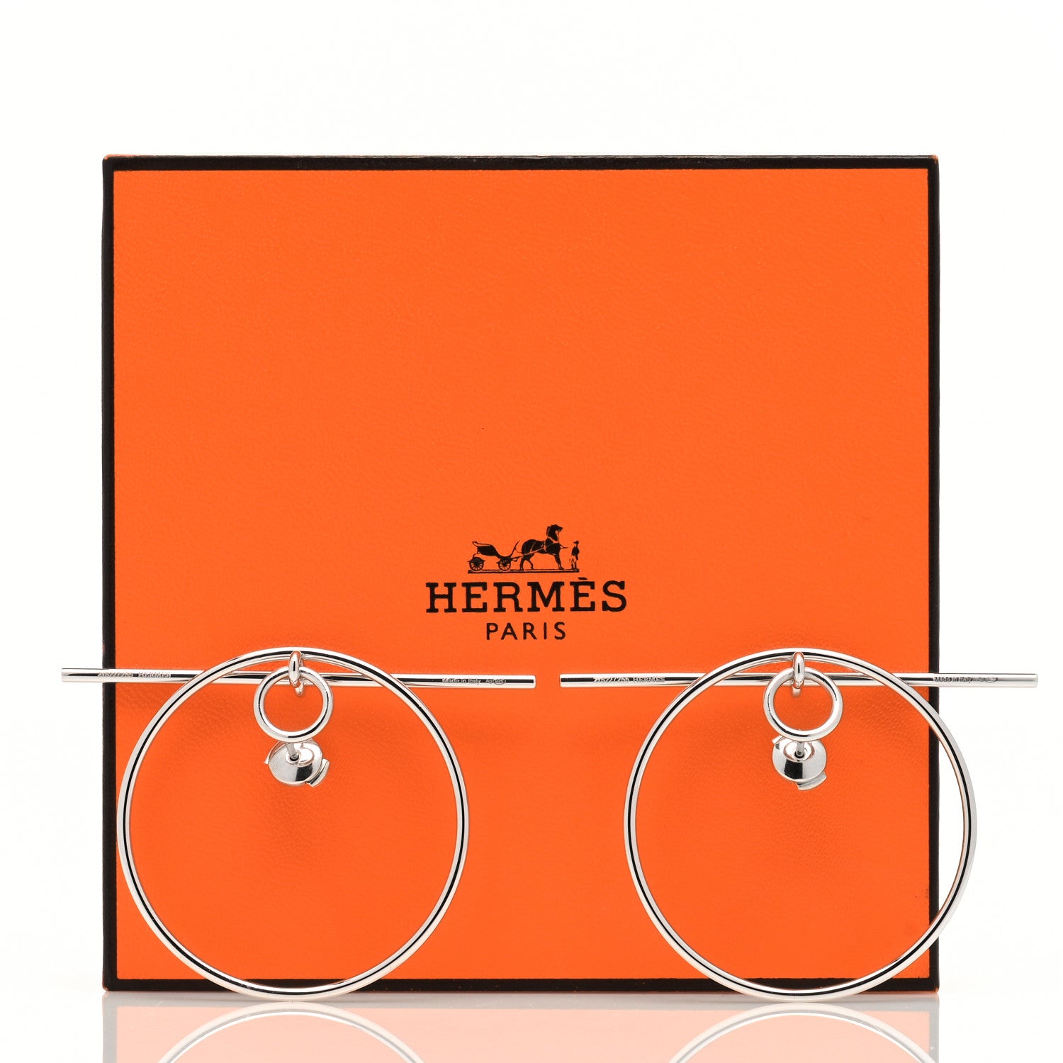Hermes Sterling Silver MM Loop Earrings 5 of 5