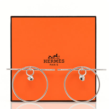Hermes Sterling Silver MM Loop Earrings 5 of 5