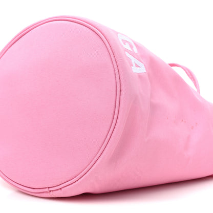 Balenciaga Recycled Sport Nylon Logo Embroidered Wheel Drawstring Bucket Bag XS Pink White 8 of 10
