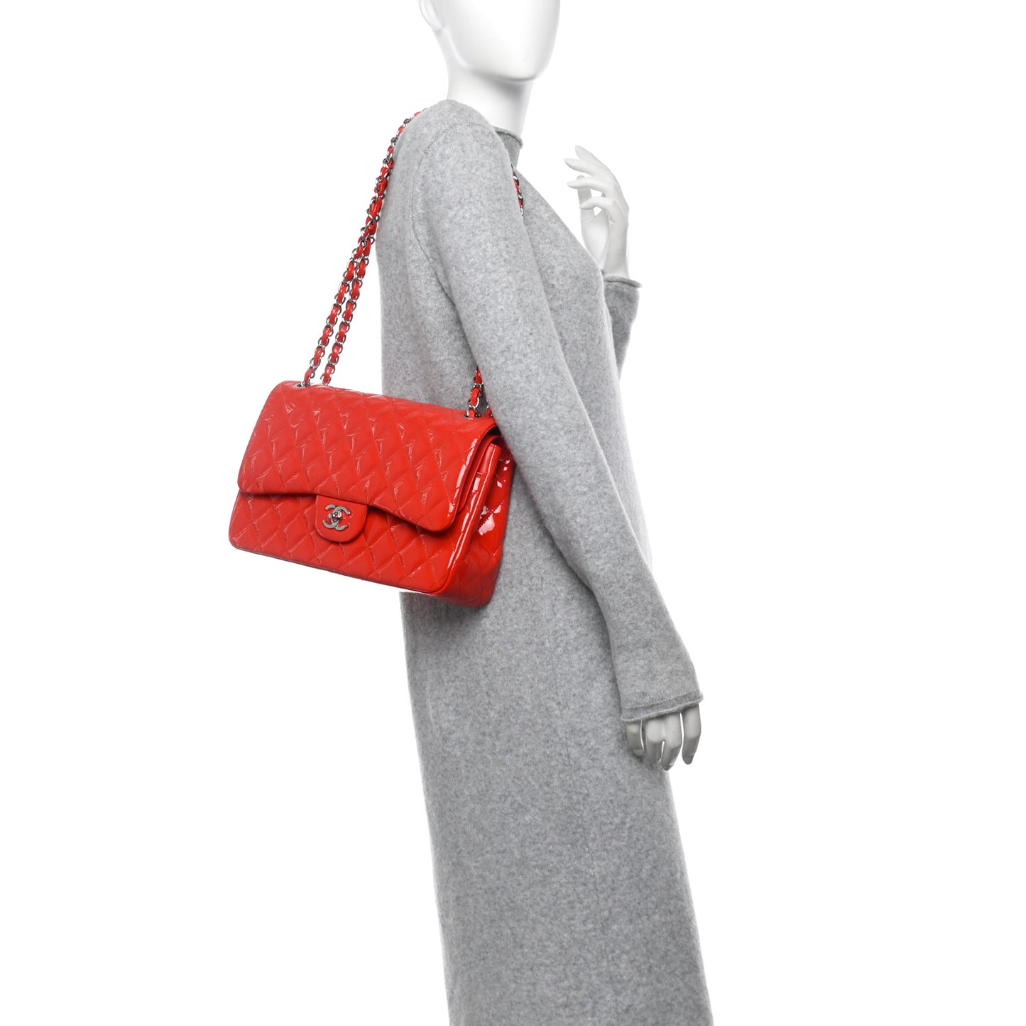 Patent Quilted Jumbo Double Flap Red