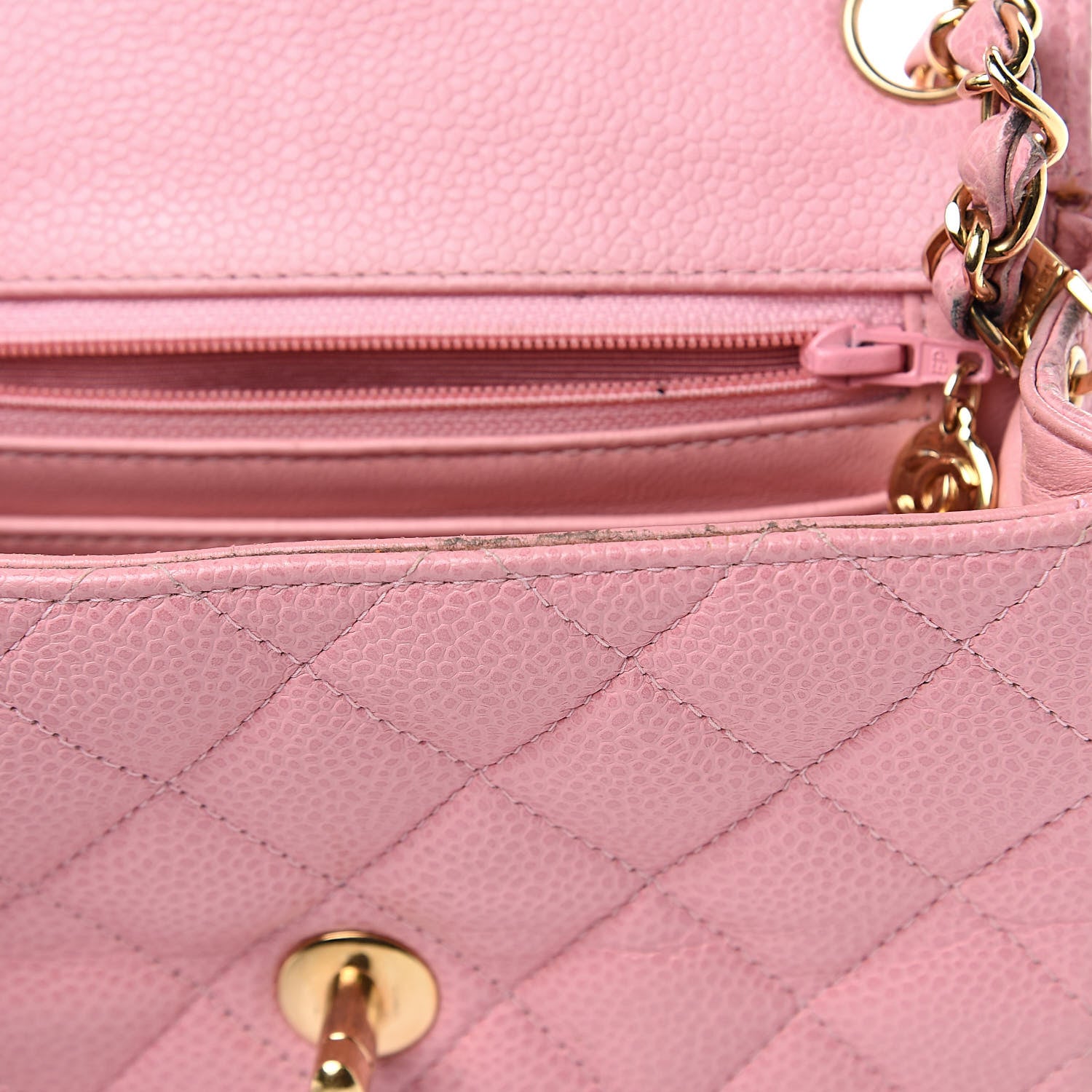 Chanel Caviar Quilted Mini Square Flap Pink 13 of 14